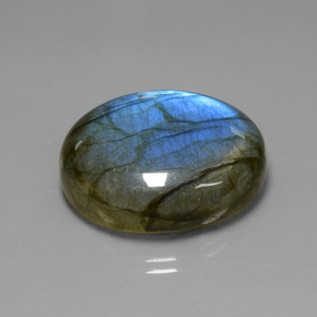 Labradorita azul natural de 39,42 ct, corte óvalo, transparente