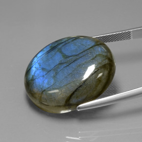 Labradorita azul natural de 39,42 ct, corte óvalo, transparente