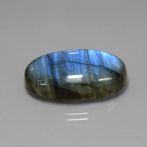 Labradorita Brillo azul grisáceo natural de 23.23 ct, Corte Óvalo, Transparente