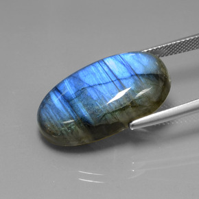 Labradorita Brillo azul grisáceo natural de 23.23 ct, Corte Óvalo, Transparente