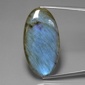 Labradorita azul natural de 33,63 ct, corte óvalo, transparente