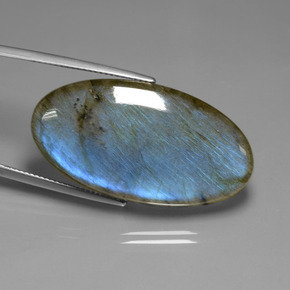 Labradorita azul natural de 33,63 ct, corte óvalo, transparente