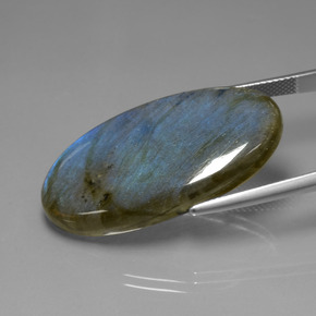 Labradorita azul natural de 33,63 ct, corte óvalo, transparente