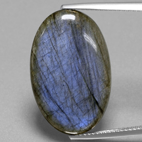Labradorita azul natural de 16,81 ct, corte óvalo, transparente