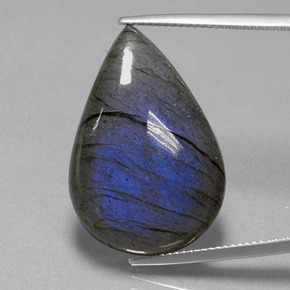 Labradorita azul natural de 27,70 ct, en forma de pera, transparente