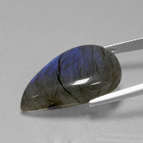 Labradorita azul natural de 27,70 ct, en forma de pera, transparente