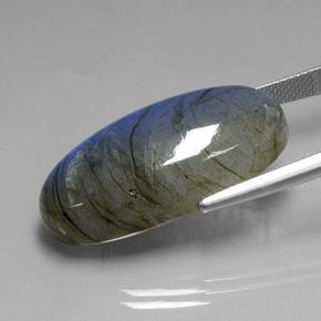 Labradorita Brillo azul grisáceo natural de 32.48 ct, Corte Óvalo, Transparente