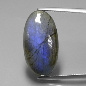 Labradorita azul natural de 19,57 ct, corte óvalo, transparente