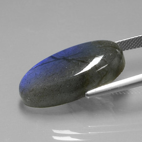 Labradorita azul natural de 19,57 ct, corte óvalo, transparente