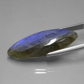Labradorita Brillo azul grisáceo natural de 18.92 ct, Marquesa, Transparente