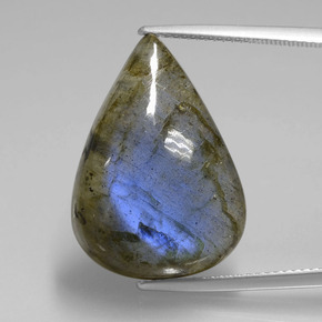 Labradorita azul natural de 21,94 ct, en forma de pera, transparente