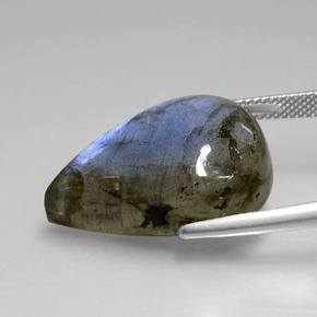 Labradorita azul natural de 21,94 ct, en forma de pera, transparente
