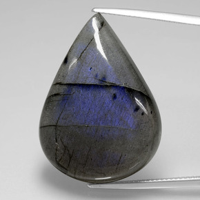 Labradorita azul natural de 37,86 ct, en forma de pera, transparente
