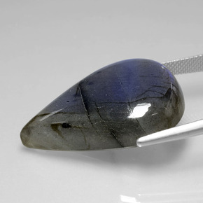 Labradorita azul natural de 37,86 ct, en forma de pera, transparente