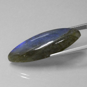 Labradorita azul natural de 18,92 ct, marquesa, transparente
