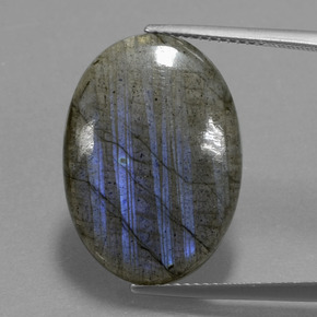 Labradorita Brillo azul grisáceo natural de 15.48 ct, Corte Óvalo, Transparente