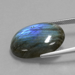 Labradorita azul natural de 14,95 ct, corte óvalo, transparente