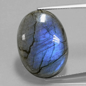 Labradorita azul natural de 20,59 ct, corte óvalo, transparente