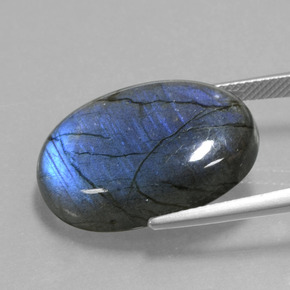 Labradorita azul natural de 20,59 ct, corte óvalo, transparente