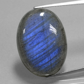 Labradorita Brillo azul grisáceo natural de 21.85 ct, Corte Óvalo, Transparente