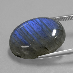 Labradorita Brillo azul grisáceo natural de 21.85 ct, Corte Óvalo, Transparente