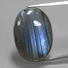 Labradorita azul natural de 17,74 ct, corte óvalo, transparente