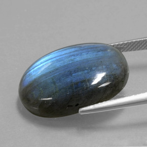 Labradorita azul natural de 17,74 ct, corte óvalo, transparente