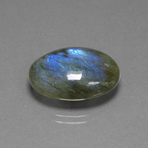 Labradorita Brillo azul grisáceo natural de 15.85 ct, Corte Óvalo, Translúcido