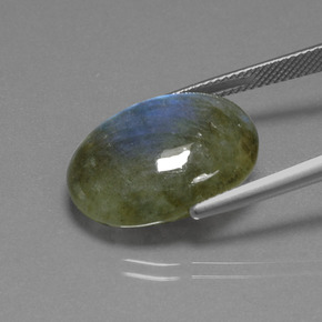 Labradorita Brillo azul grisáceo natural de 15.85 ct, Corte Óvalo, Translúcido