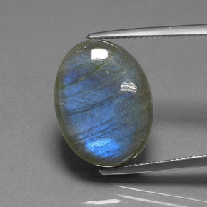 Labradorita azul natural de 16,93 ct, corte óvalo, translúcido