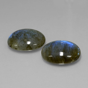 Gemas de labradorita azul natural de  ct, corte óvalo, translúcido