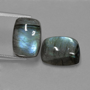 Gemas de labradorita azul natural de  ct, corte cojín, translúcido