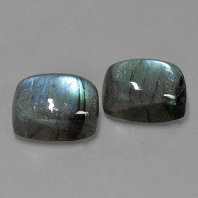 Gemas de labradorita azul natural de  ct, corte cojín, translúcido