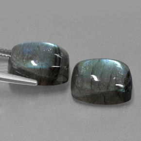 Gemas de labradorita azul natural de  ct, corte cojín, translúcido