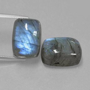 Gemas de labradorita azul natural de  ct, corte cojín, translúcido
