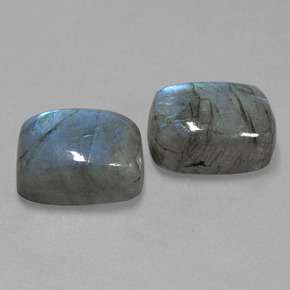 Gemas de labradorita azul natural de  ct, corte cojín, translúcido