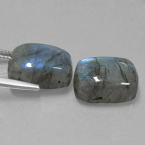 Gemas de labradorita azul natural de  ct, corte cojín, translúcido