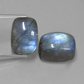 Gemas de labradorita azul natural de  ct, corte cojín, translúcido