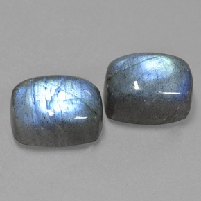 Gemas de labradorita azul natural de  ct, corte cojín, translúcido
