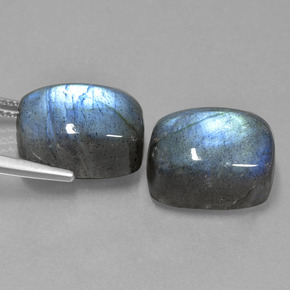 Gemas de labradorita azul natural de  ct, corte cojín, translúcido
