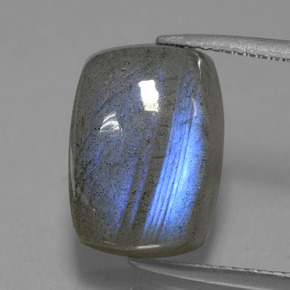 Labradorita azul natural de 9,80 ct, corte cojín, translúcido