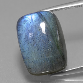 Labradorita brillo azul grisáceo natural de 10,38 ct, corte cojín, translúcido