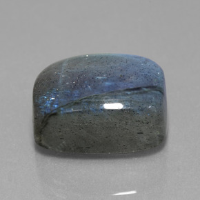 Labradorita brillo azul grisáceo natural de 10,38 ct, corte cojín, translúcido