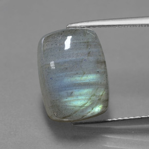 Labradorita azul natural de 9,30 ct, corte cojín, translúcido