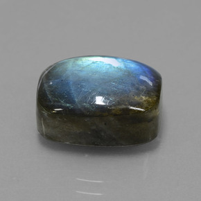 Labradorita Brillo azul grisáceo natural de 9.75 ct, Corte Cojín, Translúcido