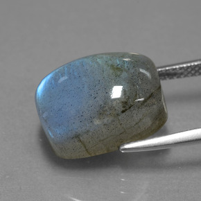 Labradorita azul natural de 10,87 ct, corte cojín, translúcido