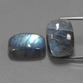 Gemas de labradorita azul natural de  ct, corte cojín, translúcido