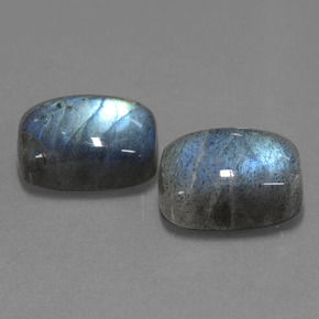 Gemas de labradorita azul natural de  ct, corte cojín, translúcido