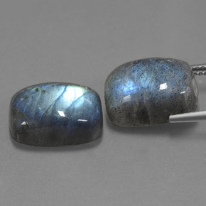 Gemas de labradorita azul natural de  ct, corte cojín, translúcido