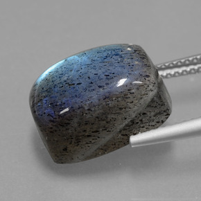 Labradorita azul natural de 10,49 ct, corte cojín, translúcido